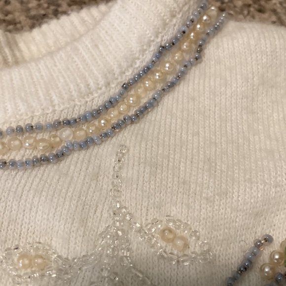 Vintage Cream and Flower Beaded Cardigan - Picture 3 of 6
